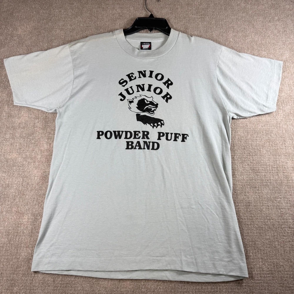 Vintage Screen Stars Best T Shirt Large Gray Senior Junior Powder Puff Band USA